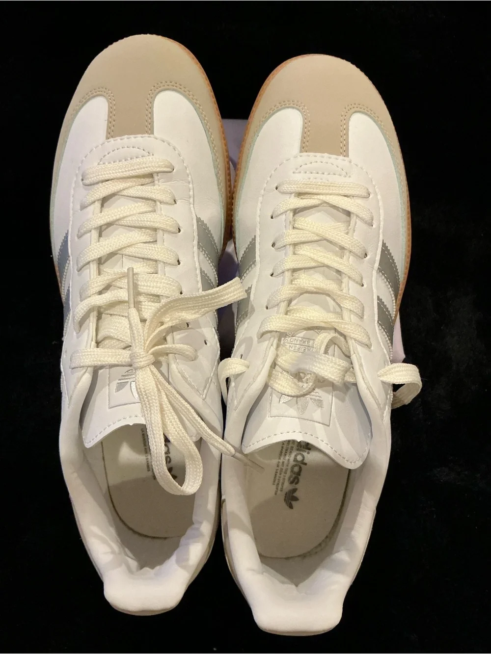 adidas Samba White, Beige & Light Blue Athletic Shoes Size 9